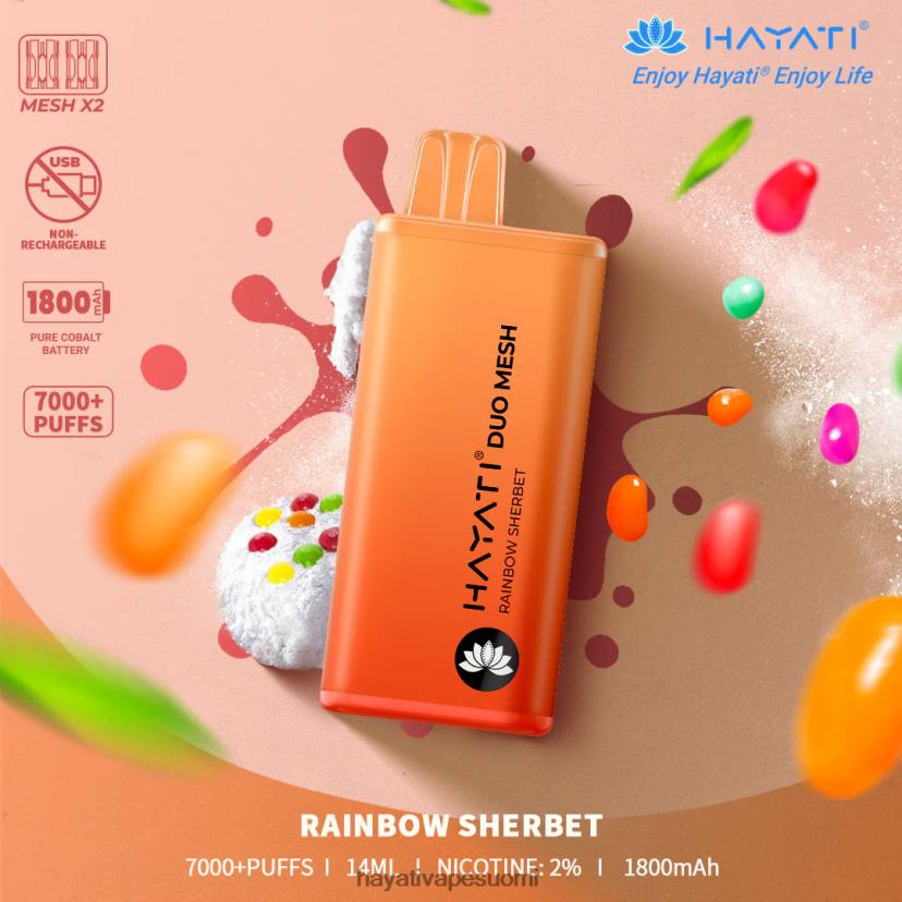 Hayati Flavours - Hayati Duo Mesh kertakäyttöinen 468Z4J177 sateenkaaren sorbetti