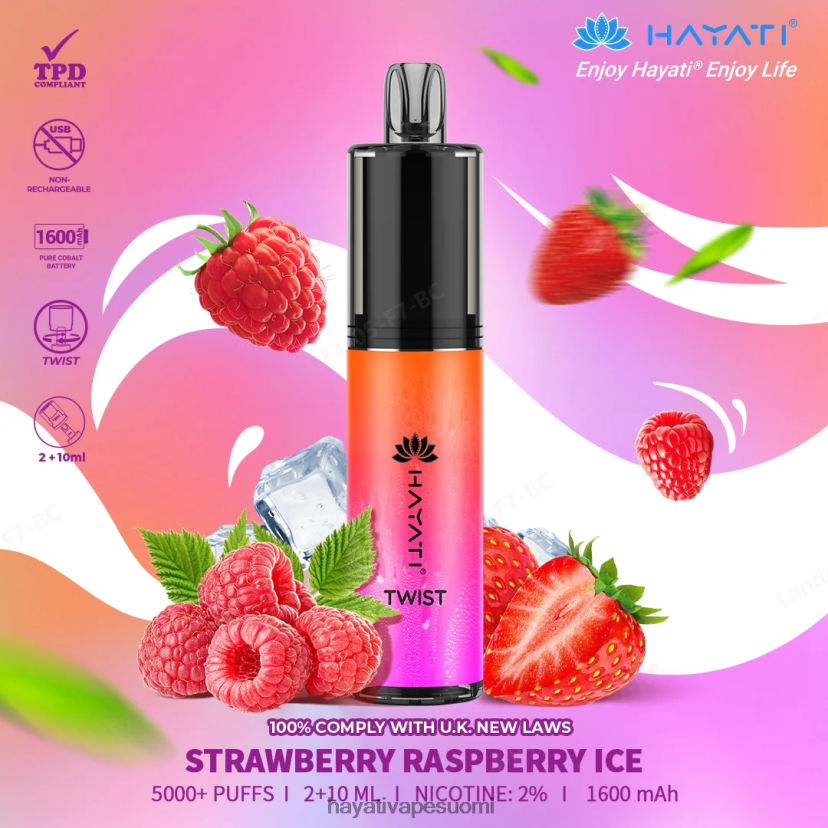 Hayati Vape Near Me - Hayati Twist kertakäyttöinen 468Z4J85 mansikka vadelmajäätä