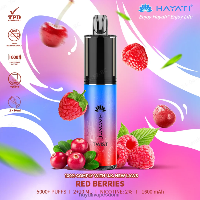 Hayati Vape Shop - Hayati Twist kertakäyttöinen 468Z4J79 punaiset marjat