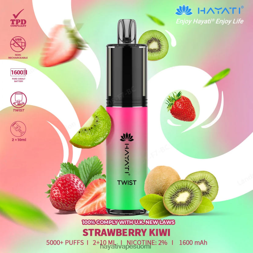 Hayati Vape Suomi - Hayati Twist kertakäyttöinen 468Z4J83 mansikka kiivi