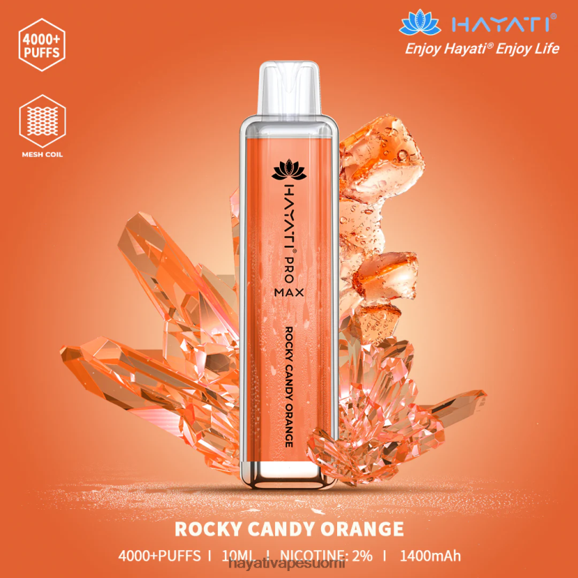 Hayati Flavour List - Hayati Pro Max kertakäyttöinen 468Z4J118 kivinen karkkioranssi